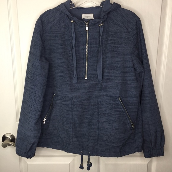 Lou & Grey Jackets & Blazers - Lou & Gray Blue Space Dye Hooded Pullover Jacket